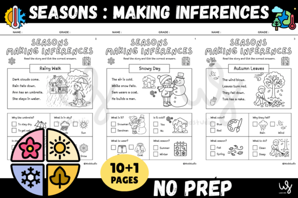 Download Seasons Inference &amp; Reading Worksheets - Premium Resources