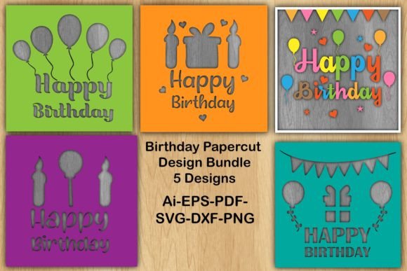 Download Birthday Papercut Design Set Bundle SVG - Papercut design Collection