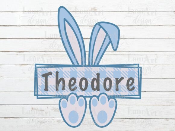 Download Blue Easter Bunny Monogram Ears Bow Paws - Bunny monogram Collection